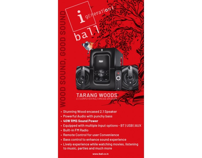 Iball tarang 2.1 full wood store multimedia speaker